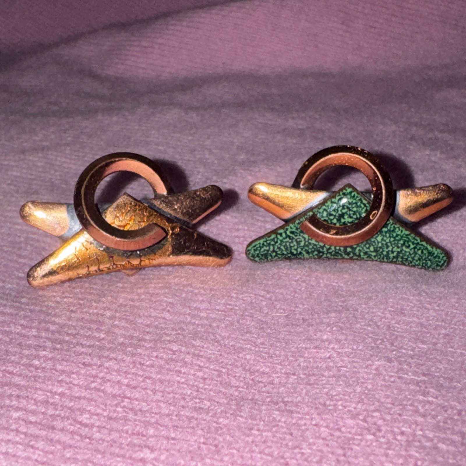 Matisse Vintage Copper And Green Enamel Clip On Earrings 1950s/1960s Retro